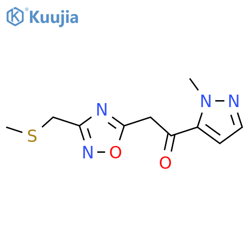 1-(1-methyl-1H-pyrazol-5-yl)-2-{3-(methylsulfanyl)methyl-1,2,4-oxadiazol-5-yl}ethan-1-one structure