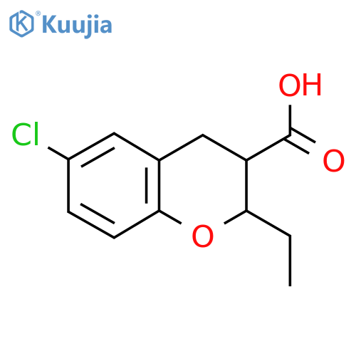 6-chloro-2-ethyl-3,4-dihydro-2H-1-benzopyran-3-carboxylic acid structure