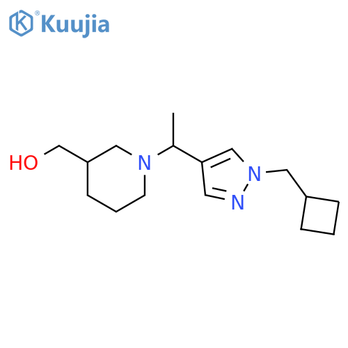 (1-{1-[1-(cyclobutylmethyl)-1H-pyrazol-4-yl]ethyl}piperidin-3-yl)methanol structure