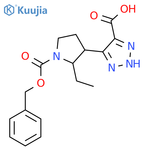 5-{1-[(benzyloxy)carbonyl]-2-ethylpyrrolidin-3-yl}-1H-1,2,3-triazole-4-carboxylic acid structure