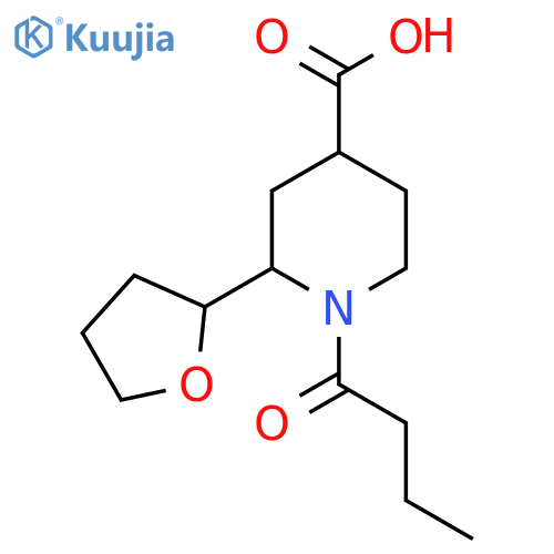 1-Butanoyl-2-(oxolan-2-yl)piperidine-4-carboxylic acid structure
