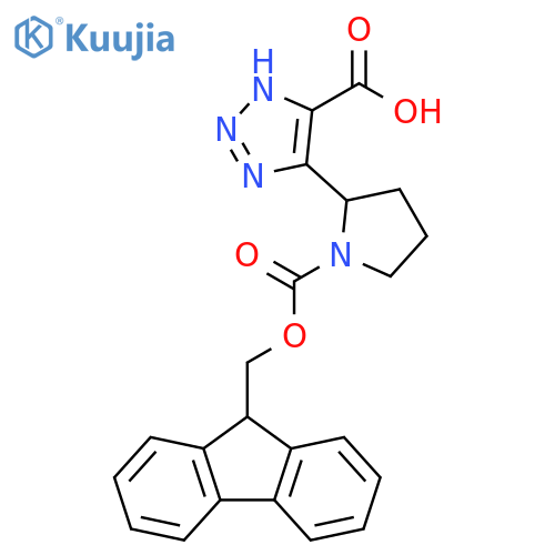 5-(1-{[(9H-fluoren-9-yl)methoxy]carbonyl}pyrrolidin-2-yl)-1H-1,2,3-triazole-4-carboxylic acid structure