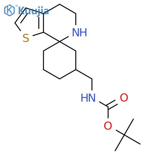 tert-butyl N-({5',6'-dihydro-4'H-spirocyclohexane-1,7'-thieno2,3-cpyridine-5-yl}methyl)carbamate structure