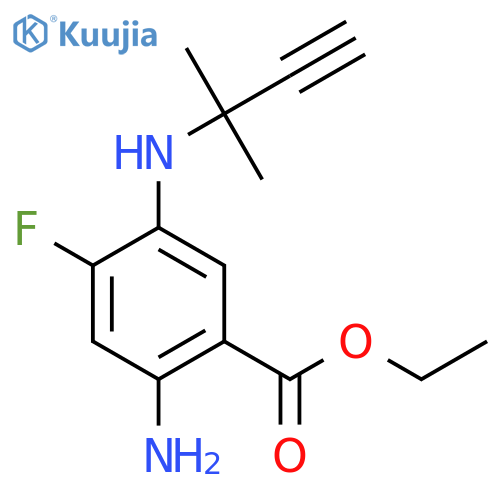 ethyl 2-amino-4-fluoro-5-(2-methylbut-3-yn-2-yl)aminobenzoate structure