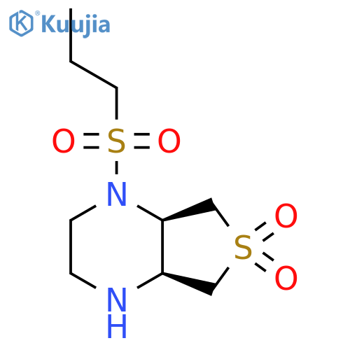 rac-(4aR,7aS)-1-(propane-1-sulfonyl)-octahydro-6lambda6-thieno[3,4-b]piperazine-6,6-dione structure