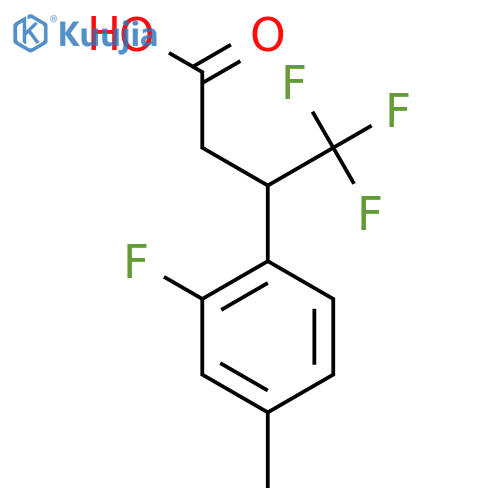 4,4,4-trifluoro-3-(2-fluoro-4-methylphenyl)butanoic acid structure