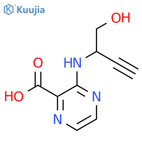3-(1-hydroxybut-3-yn-2-yl)aminopyrazine-2-carboxylic acid structure