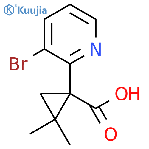 1-(3-Bromopyridin-2-yl)-2,2-dimethylcyclopropane-1-carboxylic acid structure