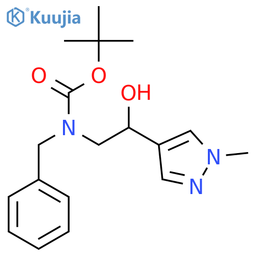 tert-butyl N-benzyl-N-[2-hydroxy-2-(1-methyl-1H-pyrazol-4-yl)ethyl]carbamate structure