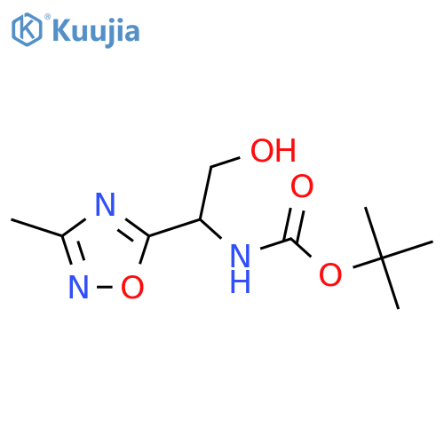 tert-butyl N-[2-hydroxy-1-(3-methyl-1,2,4-oxadiazol-5-yl)ethyl]carbamate structure