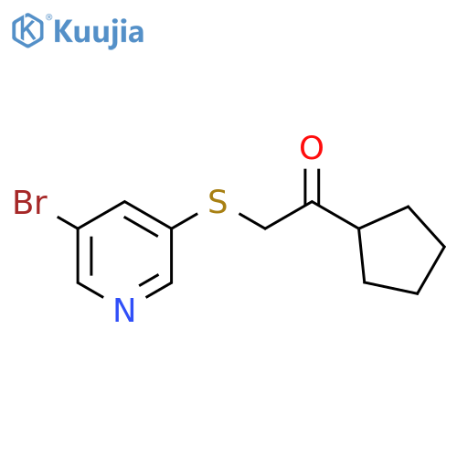 2-(5-bromopyridin-3-yl)sulfanyl-1-cyclopentylethan-1-one structure