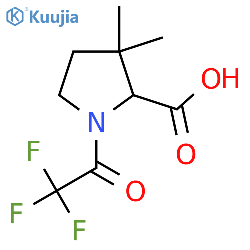 3,3-Dimethyl-1-(trifluoroacetyl)pyrrolidine-2-carboxylic acid structure