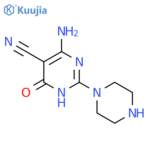 4-amino-6-oxo-2-(piperazin-1-yl)-1,6-dihydropyrimidine-5-carbonitrile structure