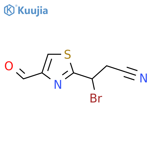 3-bromo-3-(4-formyl-1,3-thiazol-2-yl)propanenitrile structure