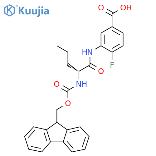 3-(2R)-2-({(9H-fluoren-9-yl)methoxycarbonyl}amino)pentanamido-4-fluorobenzoic acid structure