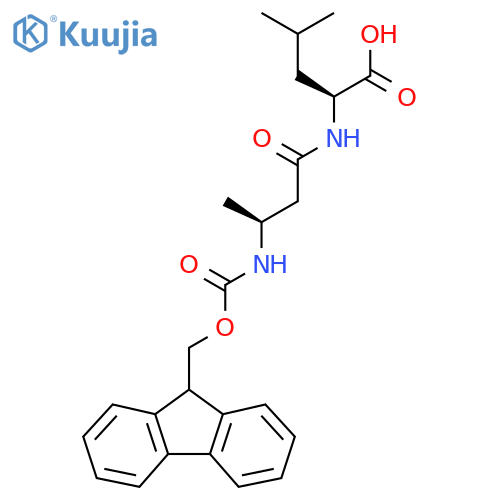 (2S)-2-(3S)-3-({(9H-fluoren-9-yl)methoxycarbonyl}amino)butanamido-4-methylpentanoic acid structure