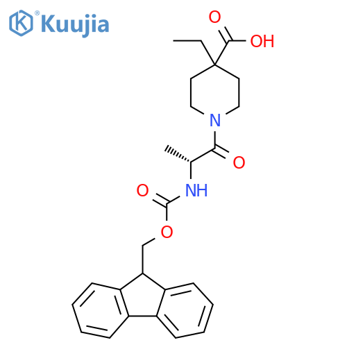4-ethyl-1-(2R)-2-({(9H-fluoren-9-yl)methoxycarbonyl}amino)propanoylpiperidine-4-carboxylic acid structure