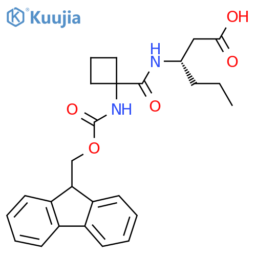 (3S)-3-{1-({(9H-fluoren-9-yl)methoxycarbonyl}amino)cyclobutylformamido}hexanoic acid structure