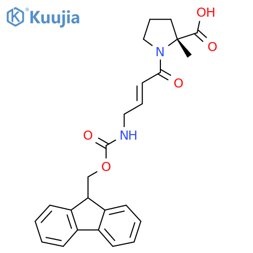 (2R)-1-4-({(9H-fluoren-9-yl)methoxycarbonyl}amino)but-2-enoyl-2-methylpyrrolidine-2-carboxylic acid structure