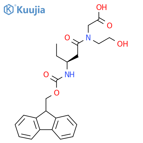 2-(3S)-3-({(9H-fluoren-9-yl)methoxycarbonyl}amino)-N-(2-hydroxyethyl)pentanamidoacetic acid structure