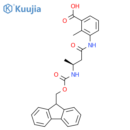 3-(3S)-3-({(9H-fluoren-9-yl)methoxycarbonyl}amino)butanamido-2-methylbenzoic acid structure