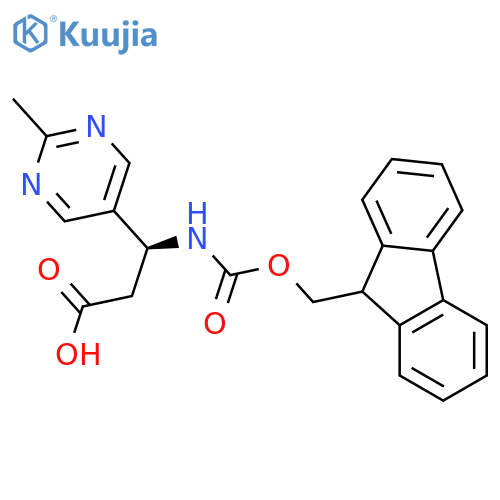 (3S)-3-({(9H-fluoren-9-yl)methoxycarbonyl}amino)-3-(2-methylpyrimidin-5-yl)propanoic acid structure