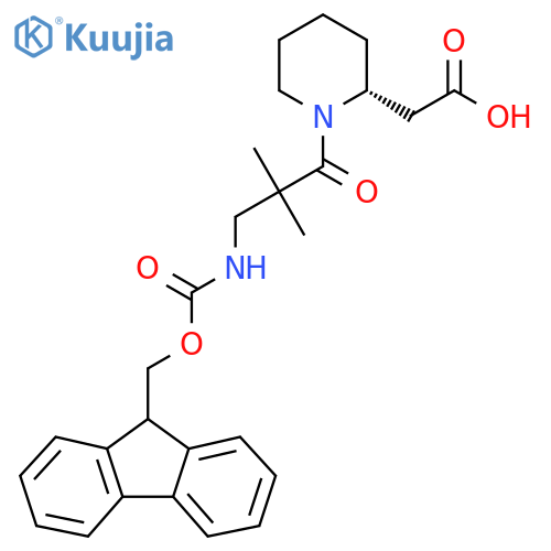2-(2R)-1-3-({(9H-fluoren-9-yl)methoxycarbonyl}amino)-2,2-dimethylpropanoylpiperidin-2-ylacetic acid structure