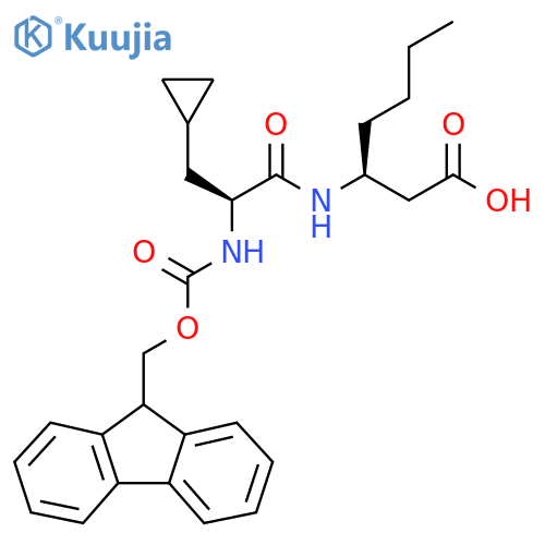 (3S)-3-(2S)-3-cyclopropyl-2-({(9H-fluoren-9-yl)methoxycarbonyl}amino)propanamidoheptanoic acid structure