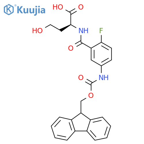 (2S)-2-{5-({(9H-fluoren-9-yl)methoxycarbonyl}amino)-2-fluorophenylformamido}-4-hydroxybutanoic acid structure