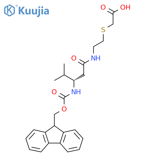 2-({2-(3S)-3-({(9H-fluoren-9-yl)methoxycarbonyl}amino)-4-methylpentanamidoethyl}sulfanyl)acetic acid structure