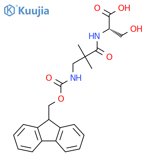 (2S)-2-3-({(9H-fluoren-9-yl)methoxycarbonyl}amino)-2,2-dimethylpropanamido-3-hydroxypropanoic acid structure