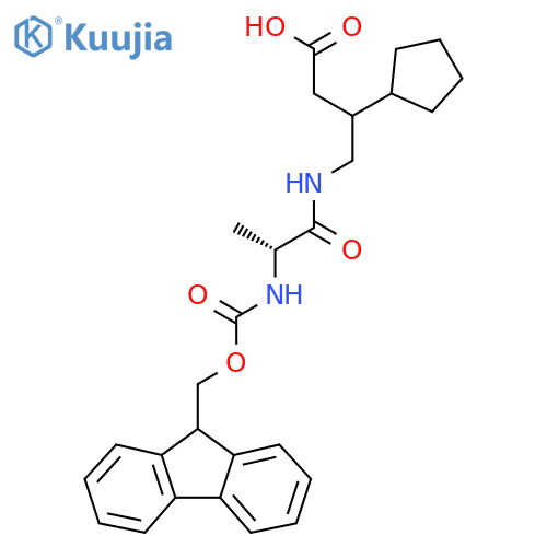3-cyclopentyl-4-(2R)-2-({(9H-fluoren-9-yl)methoxycarbonyl}amino)propanamidobutanoic acid structure