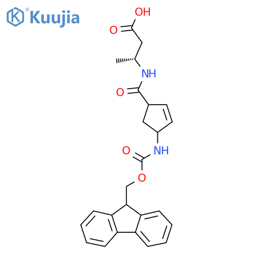 (3R)-3-{4-({(9H-fluoren-9-yl)methoxycarbonyl}amino)cyclopent-2-en-1-ylformamido}butanoic acid structure