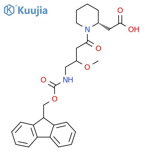 2-(2R)-1-4-({(9H-fluoren-9-yl)methoxycarbonyl}amino)-3-methoxybutanoylpiperidin-2-ylacetic acid structure
