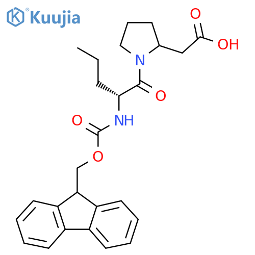 2-{1-(2R)-2-({(9H-fluoren-9-yl)methoxycarbonyl}amino)pentanoylpyrrolidin-2-yl}acetic acid structure