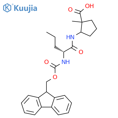 2-(2R)-2-({(9H-fluoren-9-yl)methoxycarbonyl}amino)pentanamido-1-methylcyclopentane-1-carboxylic acid structure