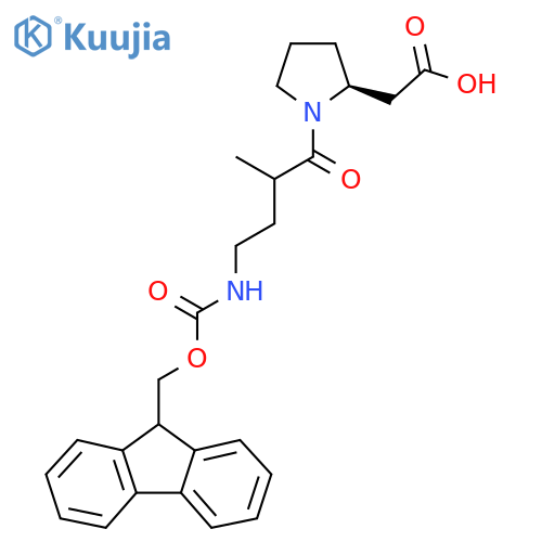 2-(2S)-1-4-({(9H-fluoren-9-yl)methoxycarbonyl}amino)-2-methylbutanoylpyrrolidin-2-ylacetic acid structure