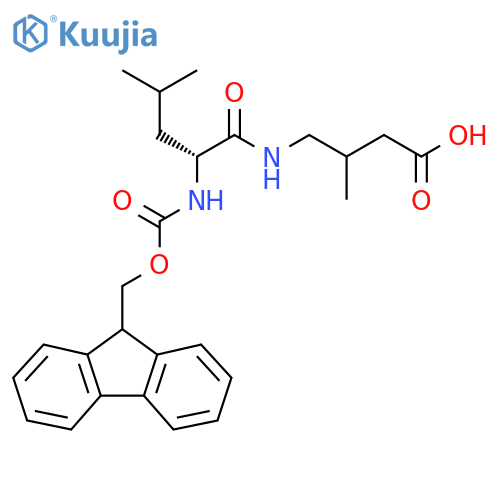 4-(2R)-2-({(9H-fluoren-9-yl)methoxycarbonyl}amino)-4-methylpentanamido-3-methylbutanoic acid structure
