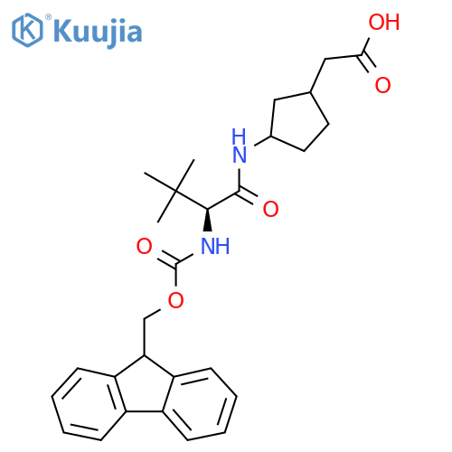 2-{3-(2S)-2-({(9H-fluoren-9-yl)methoxycarbonyl}amino)-3,3-dimethylbutanamidocyclopentyl}acetic acid structure