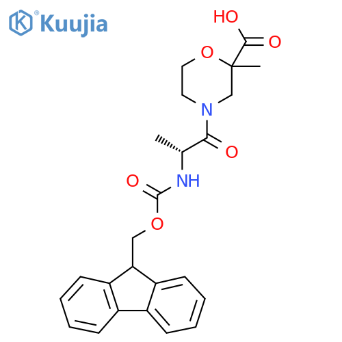 4-(2R)-2-({(9H-fluoren-9-yl)methoxycarbonyl}amino)propanoyl-2-methylmorpholine-2-carboxylic acid structure