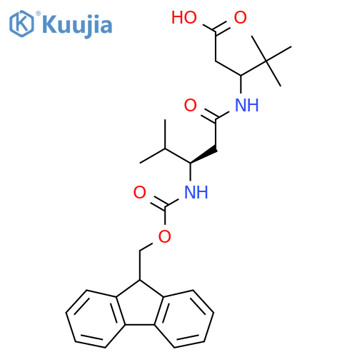 3-(3R)-3-({(9H-fluoren-9-yl)methoxycarbonyl}amino)-4-methylpentanamido-4,4-dimethylpentanoic acid structure