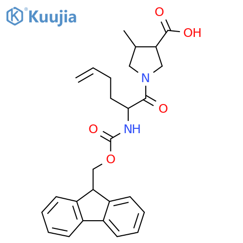 1-2-({(9H-fluoren-9-yl)methoxycarbonyl}amino)hex-5-enoyl-4-methylpyrrolidine-3-carboxylic acid structure