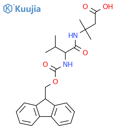 3-2-({(9H-fluoren-9-yl)methoxycarbonyl}amino)-3-methylbutanamido-3-methylbutanoic acid structure