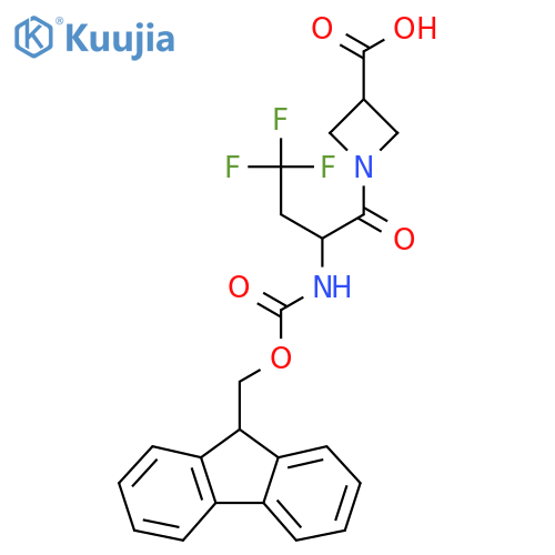 1-2-({(9H-fluoren-9-yl)methoxycarbonyl}amino)-4,4,4-trifluorobutanoylazetidine-3-carboxylic acid structure