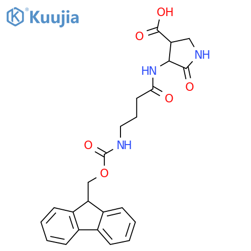 4-4-({(9H-fluoren-9-yl)methoxycarbonyl}amino)butanamido-5-oxopyrrolidine-3-carboxylic acid structure