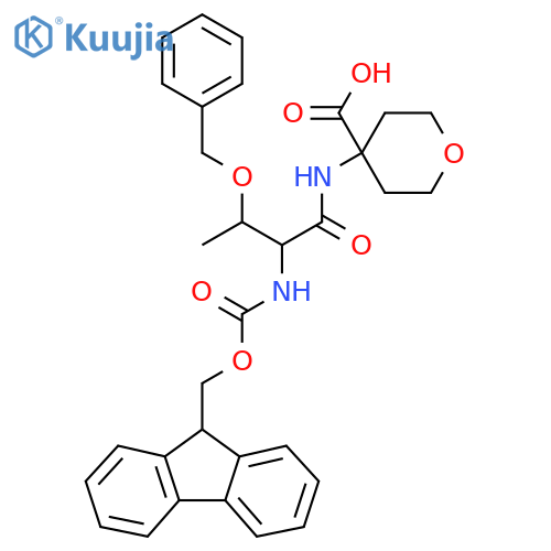 4-3-(benzyloxy)-2-({(9H-fluoren-9-yl)methoxycarbonyl}amino)butanamidooxane-4-carboxylic acid structure