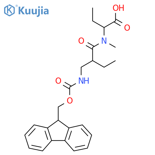 2-{2-({(9H-fluoren-9-yl)methoxycarbonyl}amino)methyl-N-methylbutanamido}butanoic acid structure