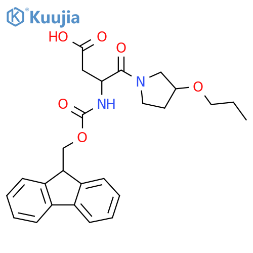 3-({(9H-fluoren-9-yl)methoxycarbonyl}amino)-4-oxo-4-(3-propoxypyrrolidin-1-yl)butanoic acid structure