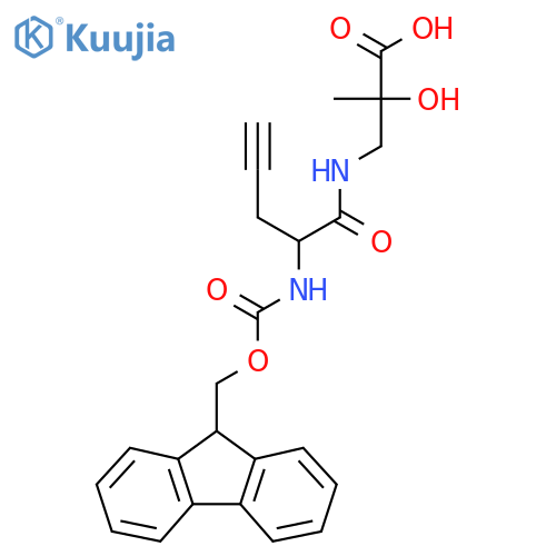 3-2-({(9H-fluoren-9-yl)methoxycarbonyl}amino)pent-4-ynamido-2-hydroxy-2-methylpropanoic acid structure
