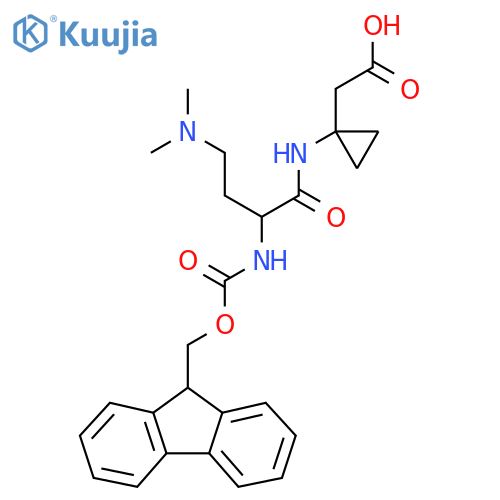 2-{1-4-(dimethylamino)-2-({(9H-fluoren-9-yl)methoxycarbonyl}amino)butanamidocyclopropyl}acetic acid structure